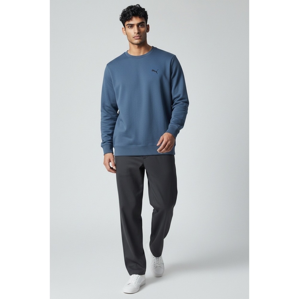 Puma Sweatshirt Mens Medium Blue GUC Ribbed Crew Neck 582219-03